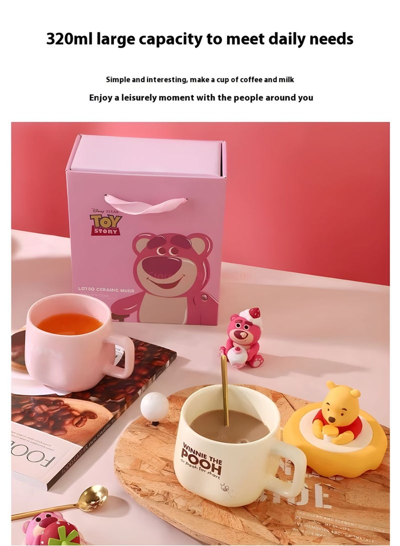 Disney Winnie the Pooh 3D Ceramic Mug with Lid & Spoon – Cute Cartoon Coffee Cup Gift Set with Gift Bag | Tea, Milk & Hot Chocolate Mug for Kids & Adults - Image 4